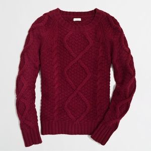 J. Crew Factory Cable-Knit Burgundy Sweater Large